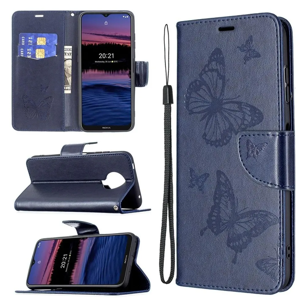 König Design Hülle Handy Schutz für Nokia G10 G20 Case Flip Cover Tasche Etuis Bumper Blau (Nokia G10, Nokia G20)