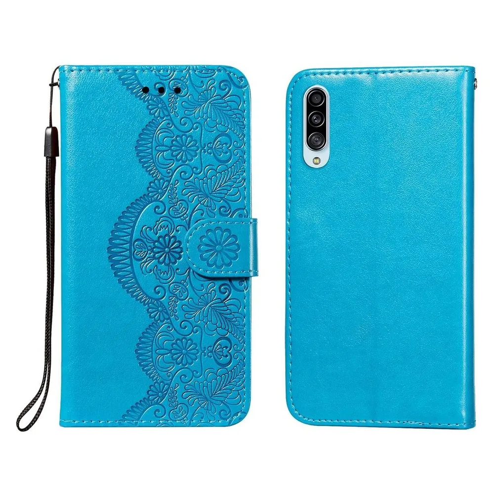 König Design Hülle Handy Schutz für Samsung Galaxy A90 5G Case Flip Cover Tasche Etuis Blau