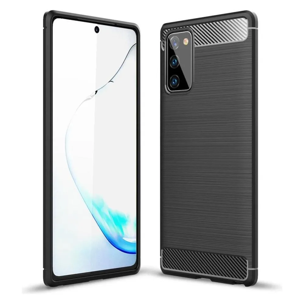 König Design Hülle Handy Schutz für Samsung Galaxy Note 20 Case Cover Bumper Carbon Etui Grau