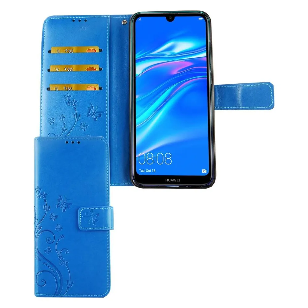 König Design Hülle Handy Schutz für Huawei Y7 (2019) Case Cover Tasche Wallet Etui Handyhülle (Huawei Y7 (2019))
