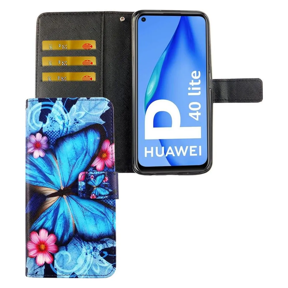 König Design Hülle Handy Schutz für Huawei P40 Lite Case Cover Tasche Wallet Etui Handyhülle (Huawei P40 Lite)