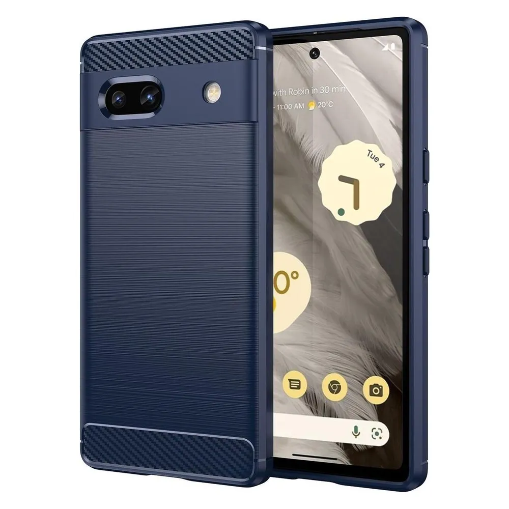 König Design Hülle Handy Schutz für Google Motorola Samsung Xiaomi Case Cover Carbon Optik (Google Pixel 7a)