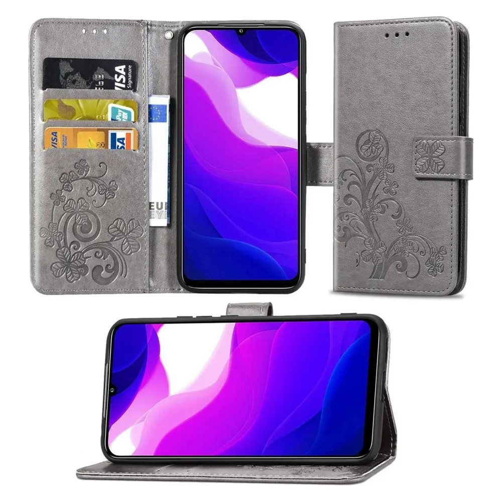 König Design Hülle Handy Schutz für Xiaomi Mi 10 Lite 5G Case Flip Cover Tasche Etuis Grau