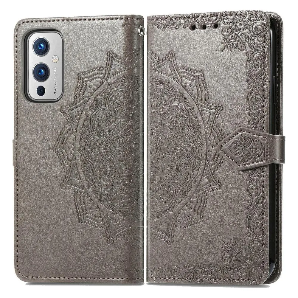 König Design Hülle Handy Schutz für OnePlus 9 Case Flip Cover Tasche Etuis Bumper Grau Neu