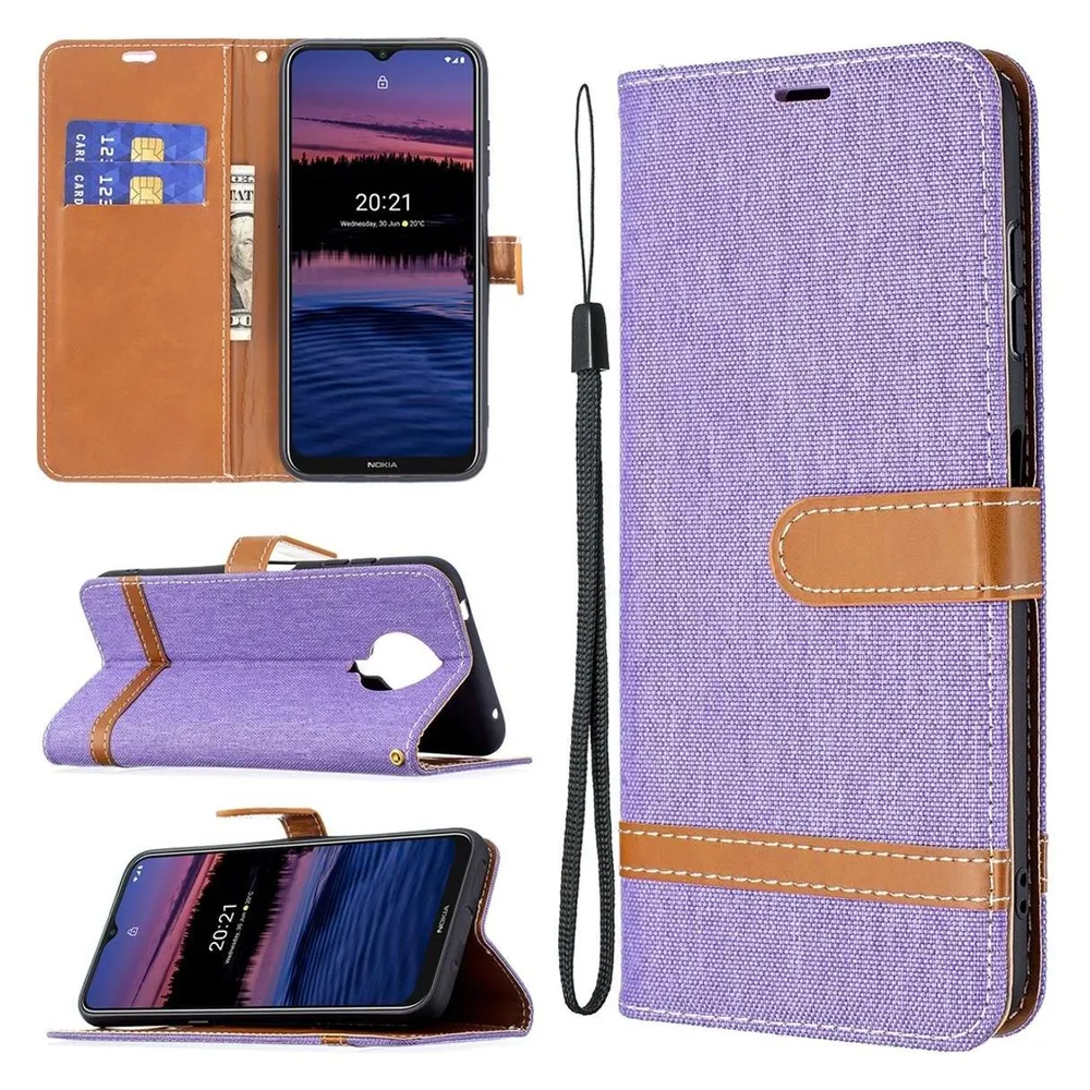König Design Hülle Handy Schutz für Nokia G10 G20 Case Flip Cover Tasche Etuis Bumper Violett (Nokia G10, Nokia G20)