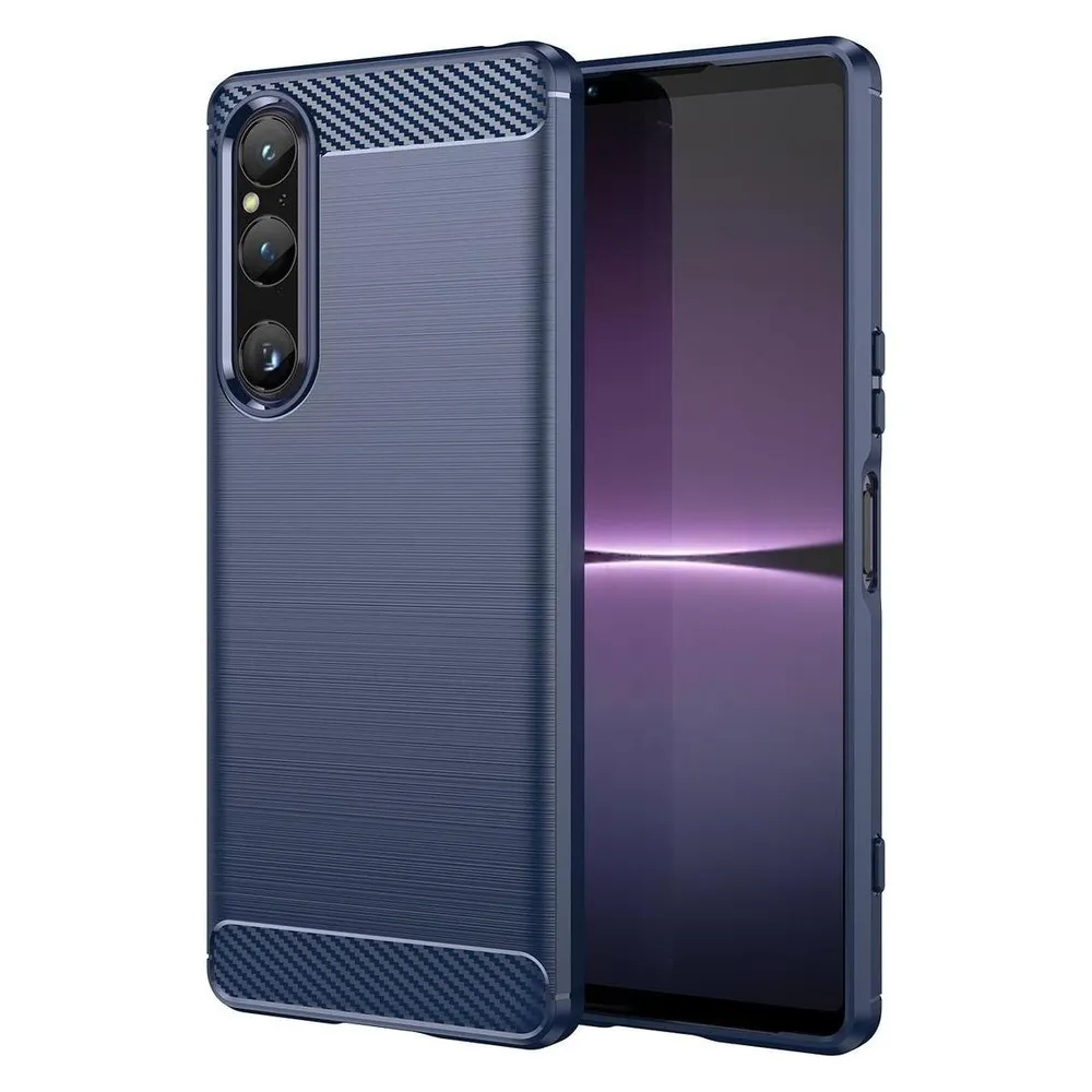König Design Hülle Handy Schutz für Sony Xperia 1 V Case Cover Etuis Bumper Carbon Schale Neu (Sony Xperia 1 V)