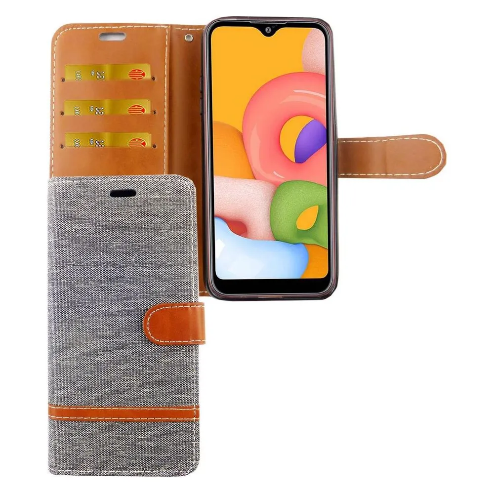 König Design Hülle Handy Schutz für Samsung Galaxy A01 Case Cover Tasche Wallet Etui Bumper (Samsung Galaxy A01)