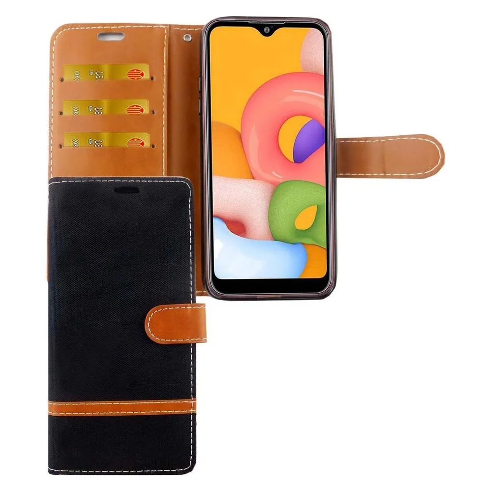 König Design Hülle Handy Schutz für Samsung Galaxy A01 Case Cover Tasche Wallet Etui Bumper (Samsung Galaxy A01)