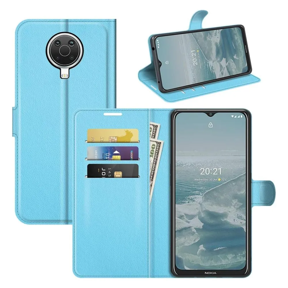 König Design Hülle Handy Schutz für Nokia G10 G20 Case Flip Cover Tasche Etuis Bumper Blau (Nokia G10, Nokia G20)