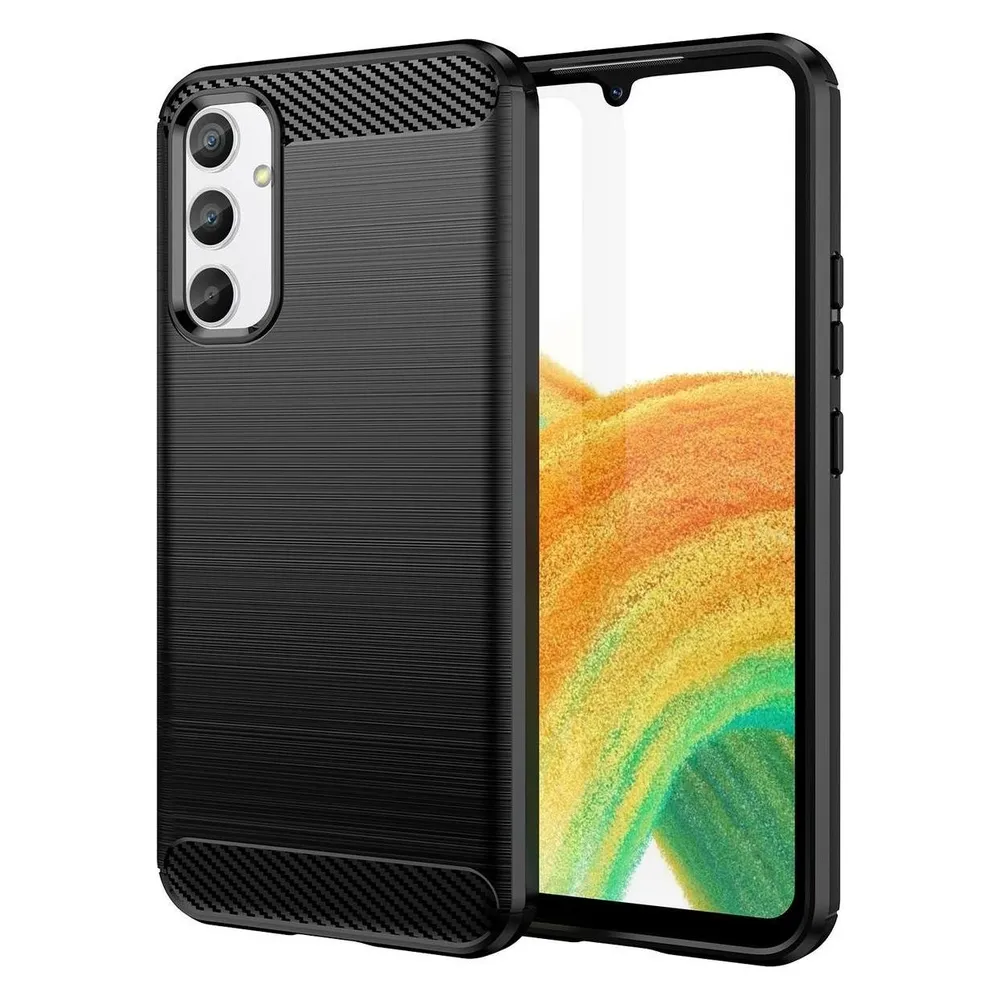 König Design Hülle Handy Schutz für Google Motorola Samsung Xiaomi Case Cover Carbon Optik (Samsung Galaxy A34 5G)