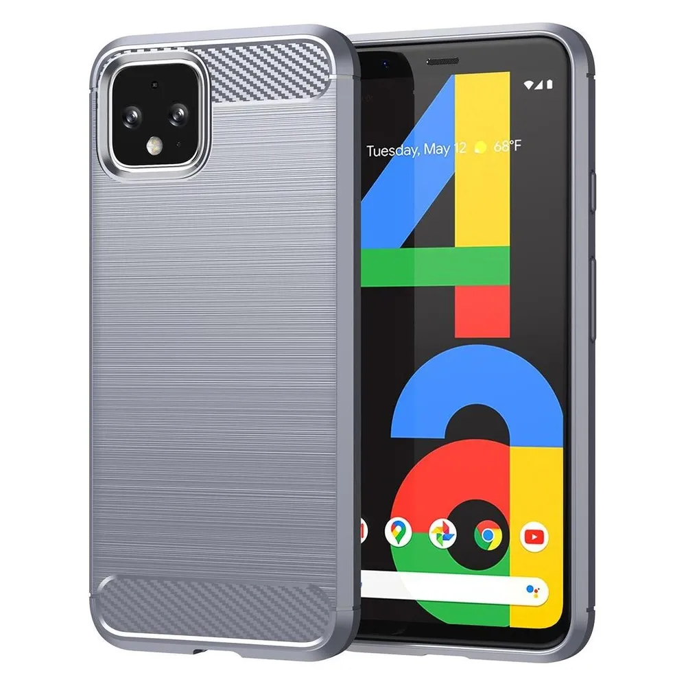 König Design Hülle Handy Schutz für Google Pixel 4a Case Cover Etuis Bumper Carbon Schale Neu (Google Pixel 4a)