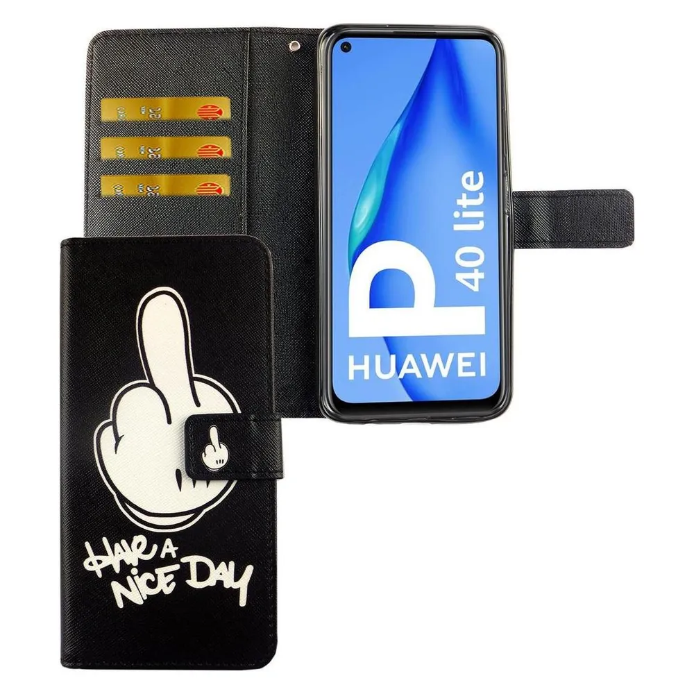 König Design Hülle Handy Schutz für Huawei P40 Lite Case Cover Tasche Wallet Etui Handyhülle (Huawei P40 Lite)