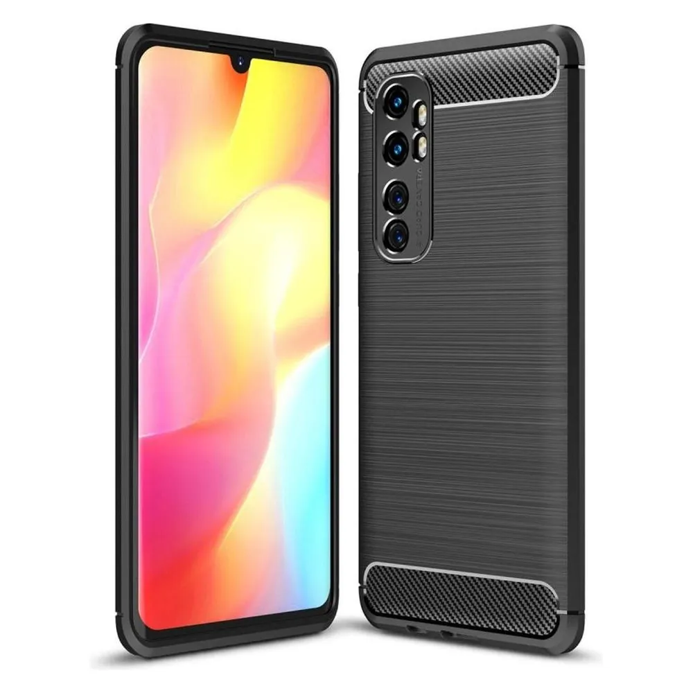 König Design Hülle Handy Schutz für Xiaomi Mi Note 10 Case Cover Bumper Etuis Carbon Schwarz