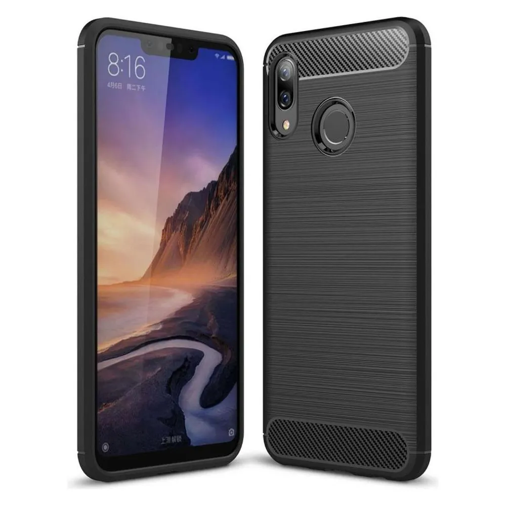 König Design Hülle Handy Schutz für Huawei Nova 3 Case Cover Bumper Carbon Optik TPU Schwarz
