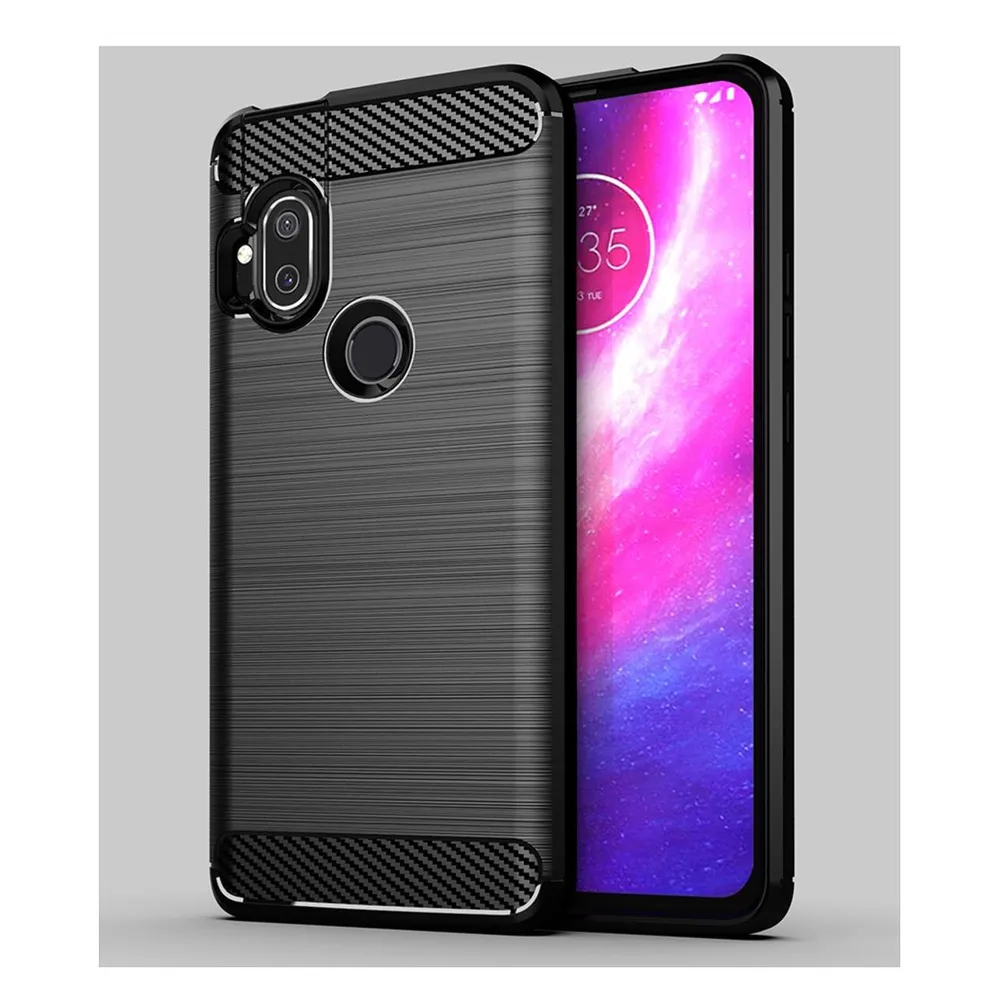 König Design Hülle Handy Schutz für Motorola Moto One Hyper Case Cover Bumper Carbon Schwarz