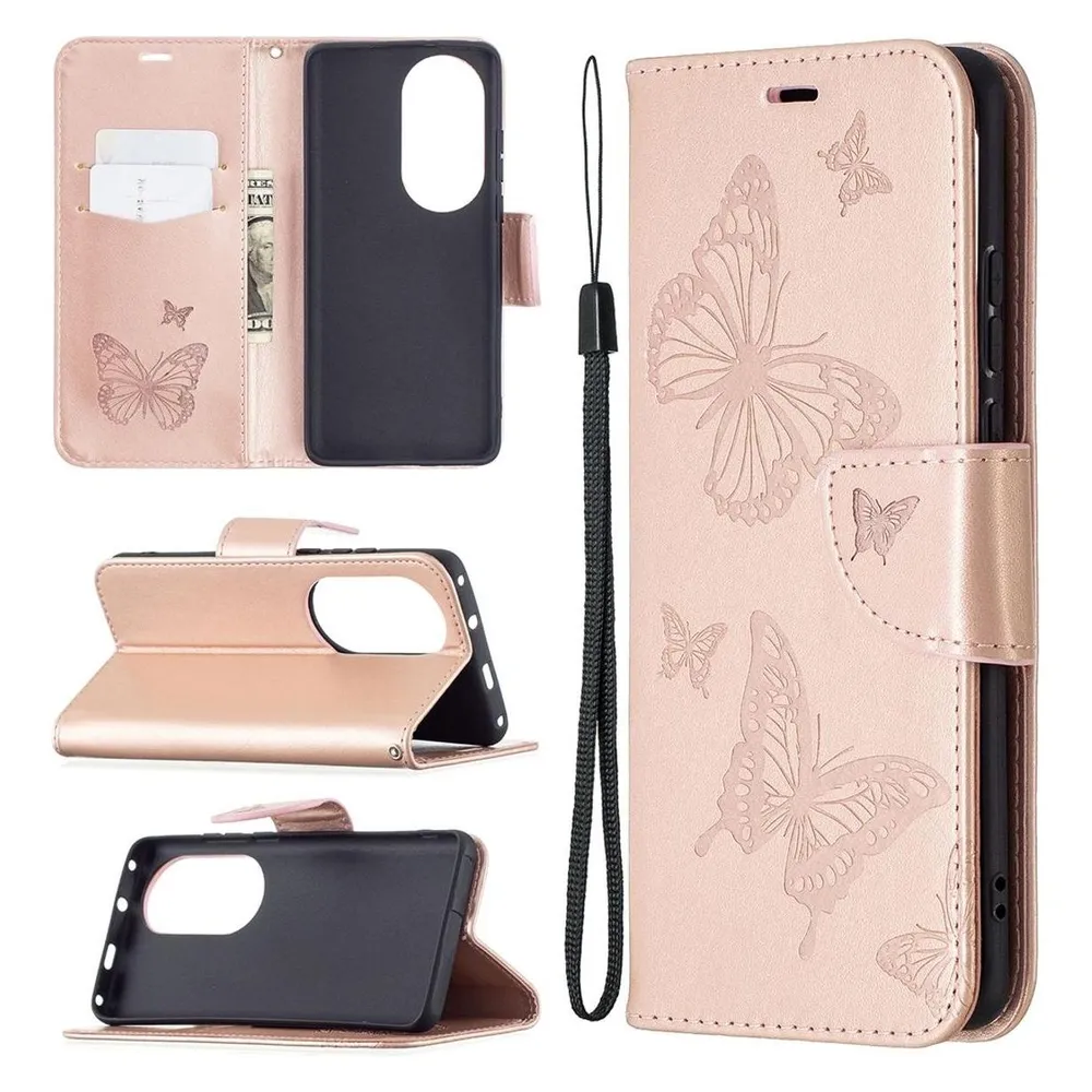 König Design Hülle Handy Schutz für Huawei P50 Pro Case Flip Cover Tasche Etuis Bumper Rosa (Huawei P50 Pro)