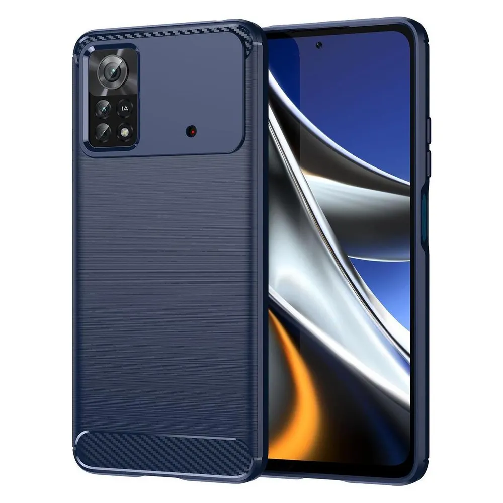 König Design Hülle Handy Schutz für Sony OnePlus Realme Xiaomi Case Cover Bumper Carbon Optik (Xiaomi Poco X4 Pro 5G)