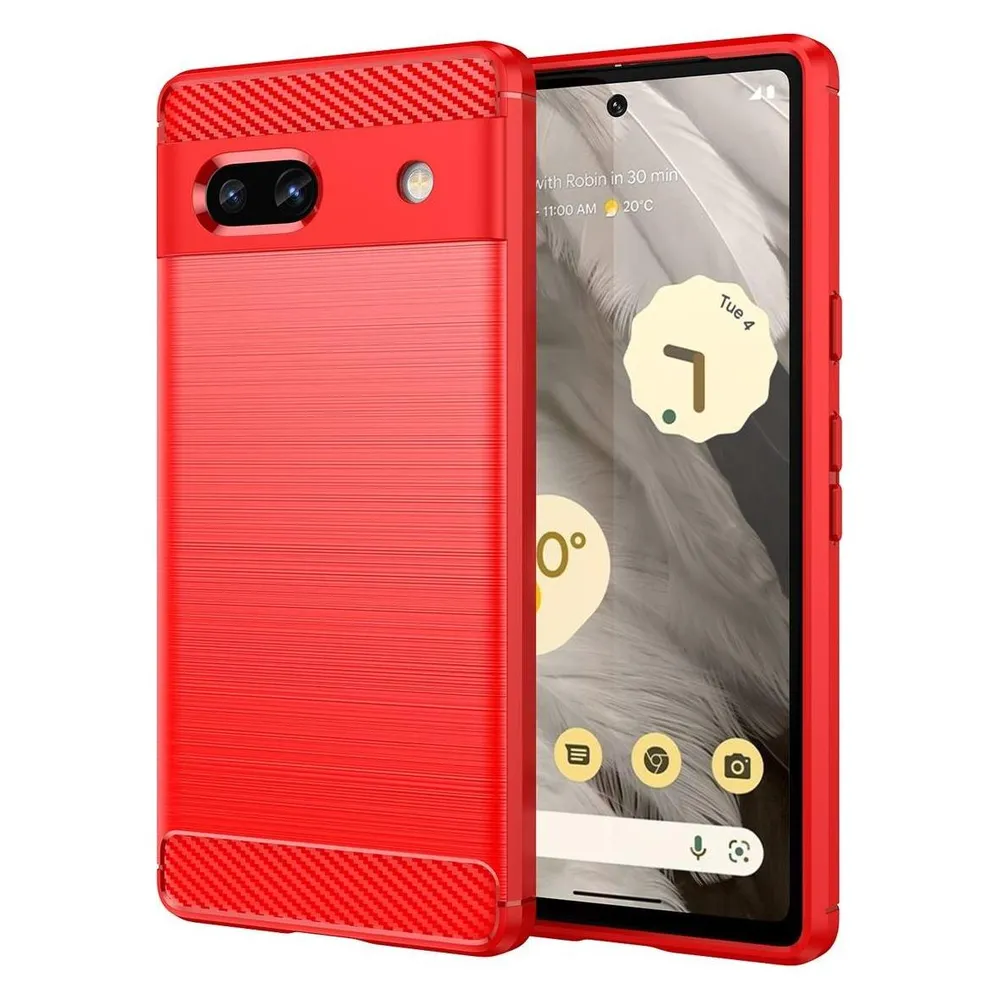König Design Hülle Handy Schutz für Google Motorola Samsung Xiaomi Case Cover Carbon Optik (Google Pixel 7a)