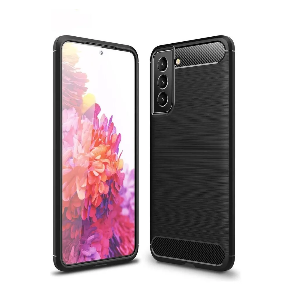 König Design Hülle Handy Schutz Case Cover Tasche Carbon Etuis Bumper Backcover Schale Rahmen (Samsung Galaxy S21 FE)