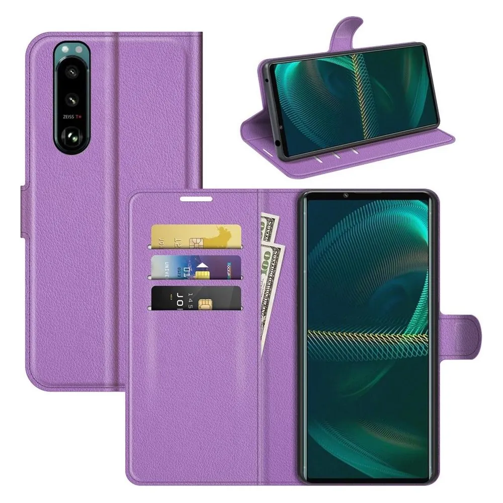 König Design Hülle Handy Schutz für Sony Xperia 5 III Case Flip Cover Tasche Etuis Schwarz (Sony Xperia 5 III)