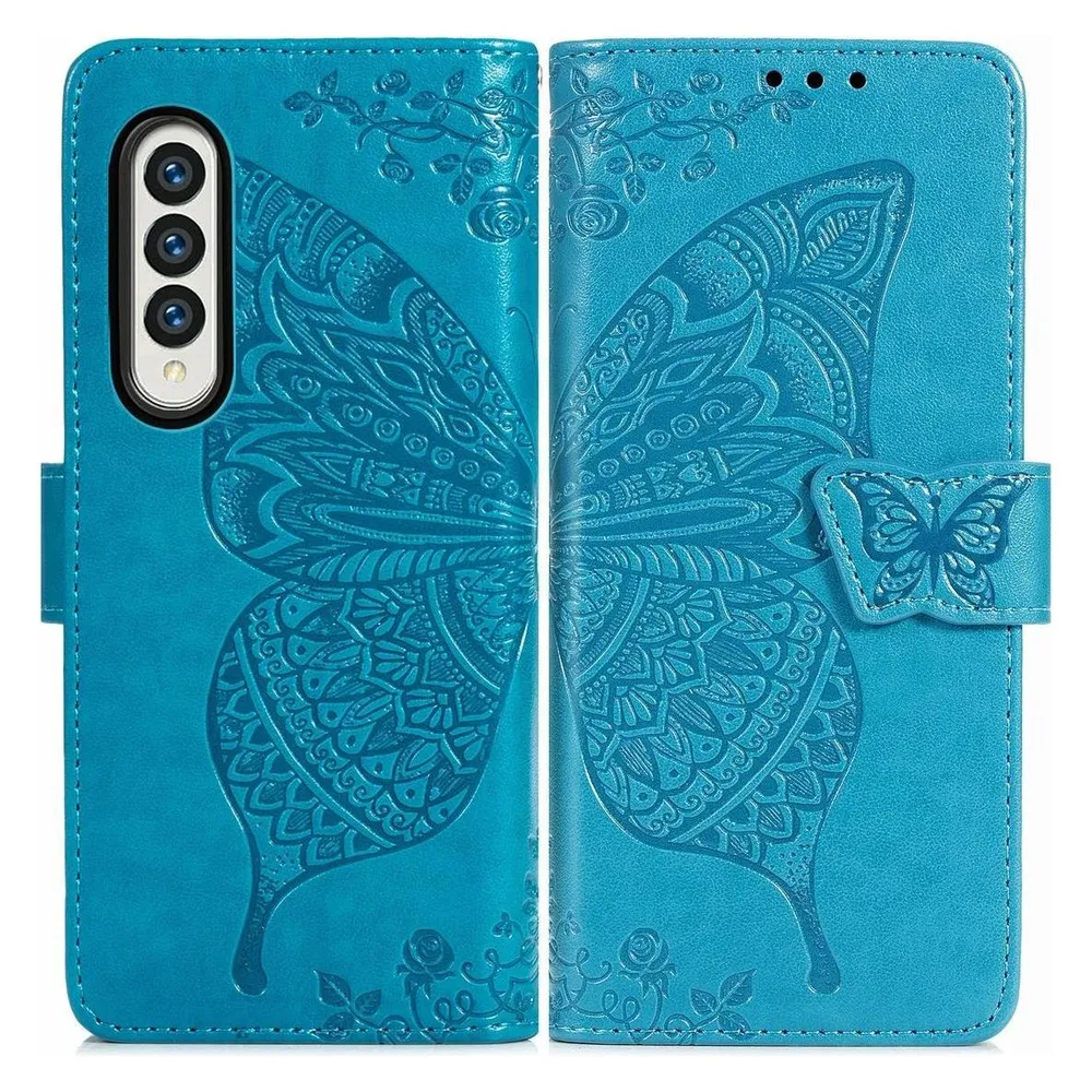 König Design Hülle Handy Schutz für Samsung Galaxy Z Fold3 5G Case Cover Tasche Etuis Blau (Samsung Galaxy Z Fold3 5G)
