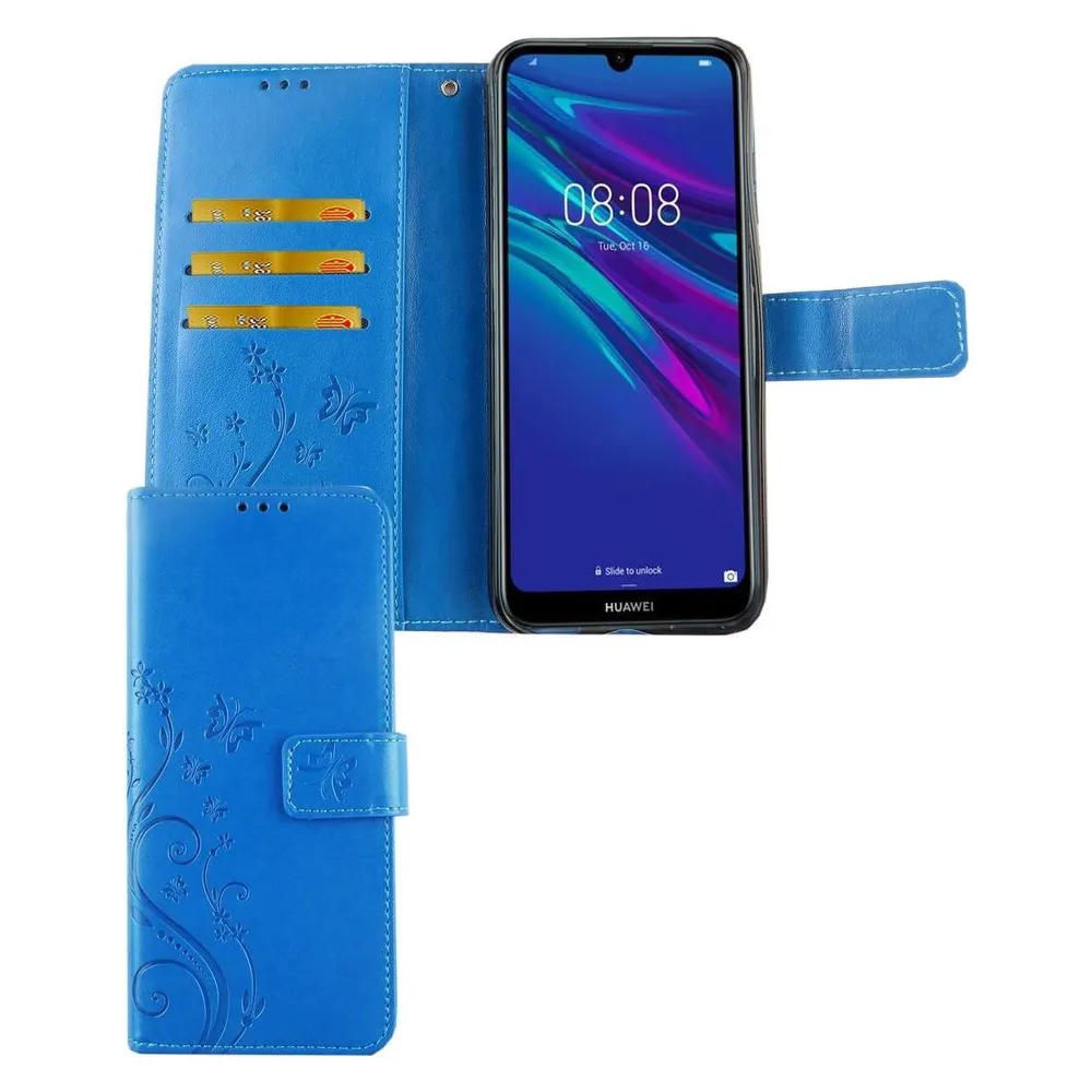 König Design Hülle Handy Schutz für Huawei Y6 (2019) Case Cover Tasche Wallet Etui Handyhülle (Huawei Y6 (2019))