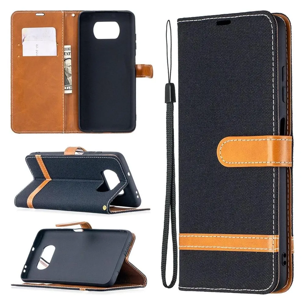 König Design Hülle Handy Schutz für Xiaomi Poco X3 Case Flip Cover Tasche Etui Bumper Schwarz (Xiaomi Poco X3)