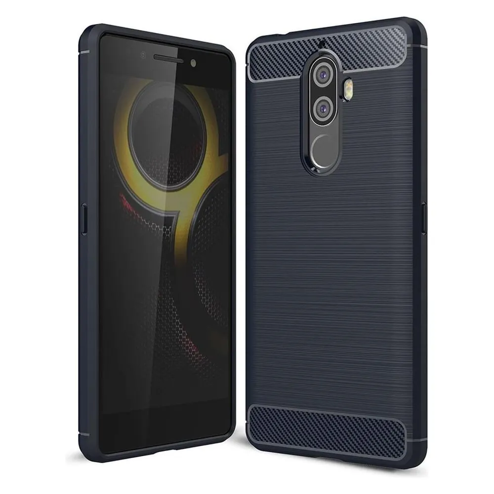 König Design Lenovo K8 Note TPU Handy Case Carbon Fiber Optik Brushed Schutz Hülle Blau Neu