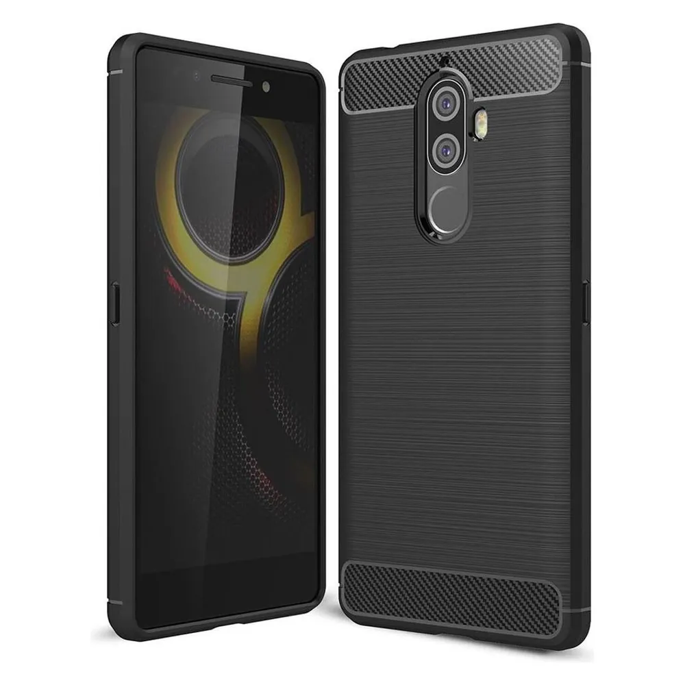 König Design Lenovo K8 Note TPU Handy Case Carbon Fiber Optik Brushed Schutz Hülle Schwarz