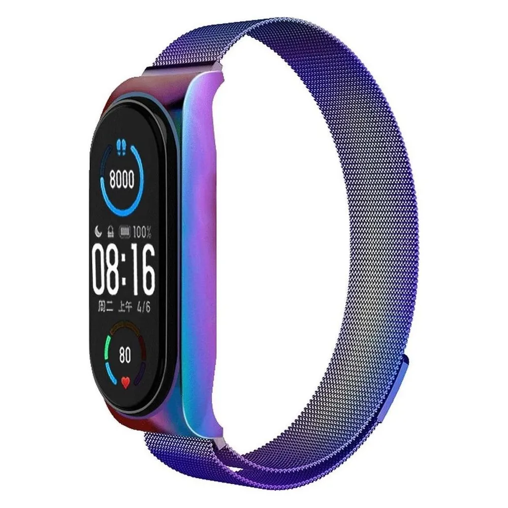König Design Milanese Ersatz Uhren Armband für Xiaomi Mi Band 5 / 6 Loop Smartband Edelstahl (Edelstahl)