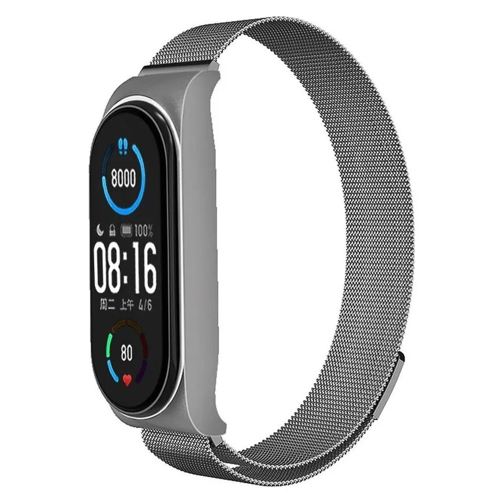 König Design Milanese Ersatz Uhren Armband für Xiaomi Mi Band 5 / 6 Loop Smartband Edelstahl
