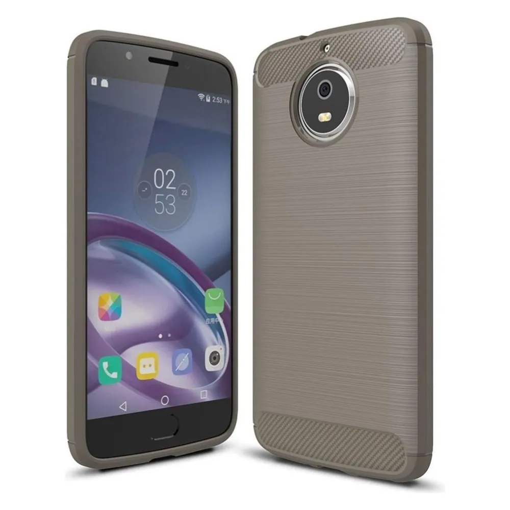 König Design Motorola Moto G5S Handy Hülle TPU Case Carbon Fiber Schutz Cover Bumper Grau Neu