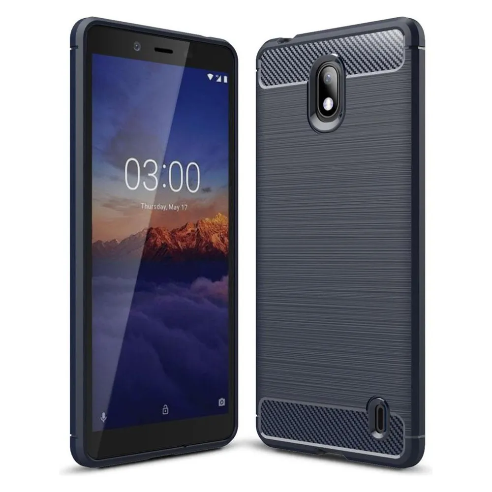 König Design Nokia 1 Plus Hülle Case Handy Cover Schutz Tasche Schutzhülle Carbon Bumper Blau