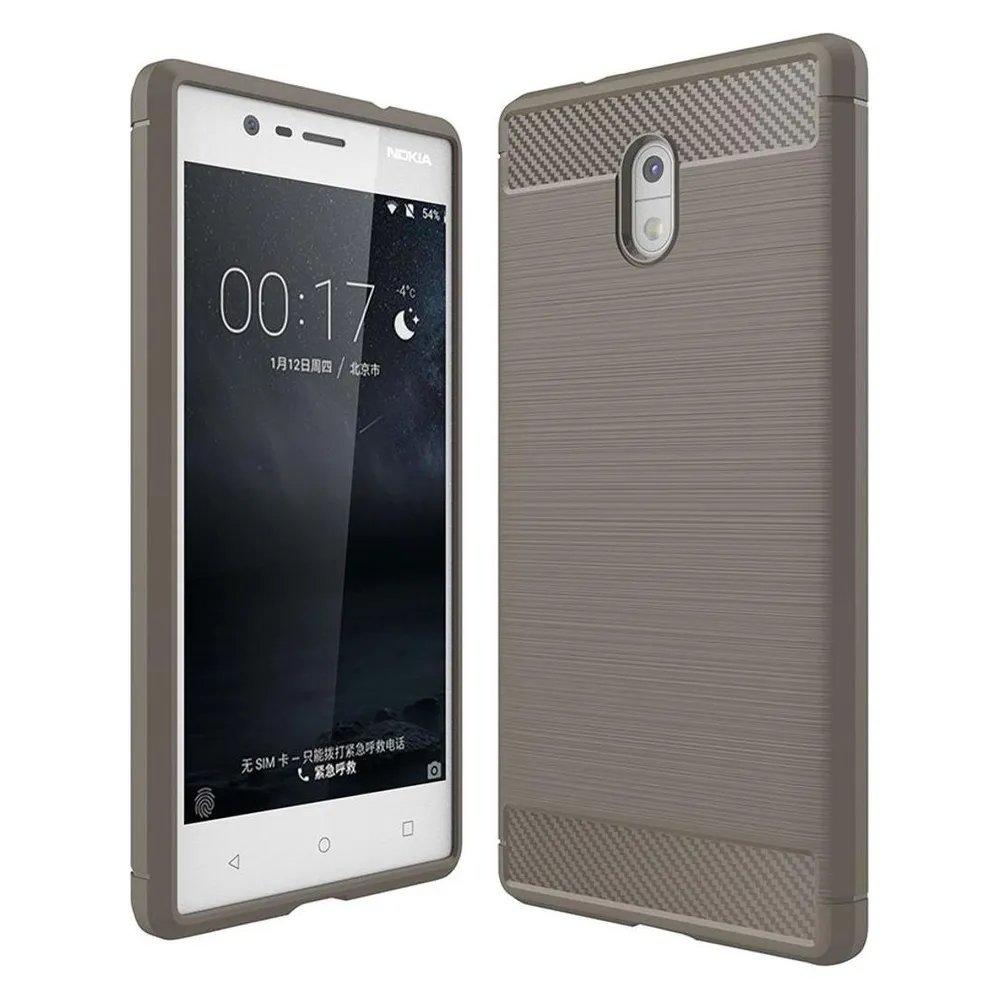 König Design Nokia 3 Hülle Case Handy Cover Schutz Tasche Schutzhülle Bumper Schale Etui Grau