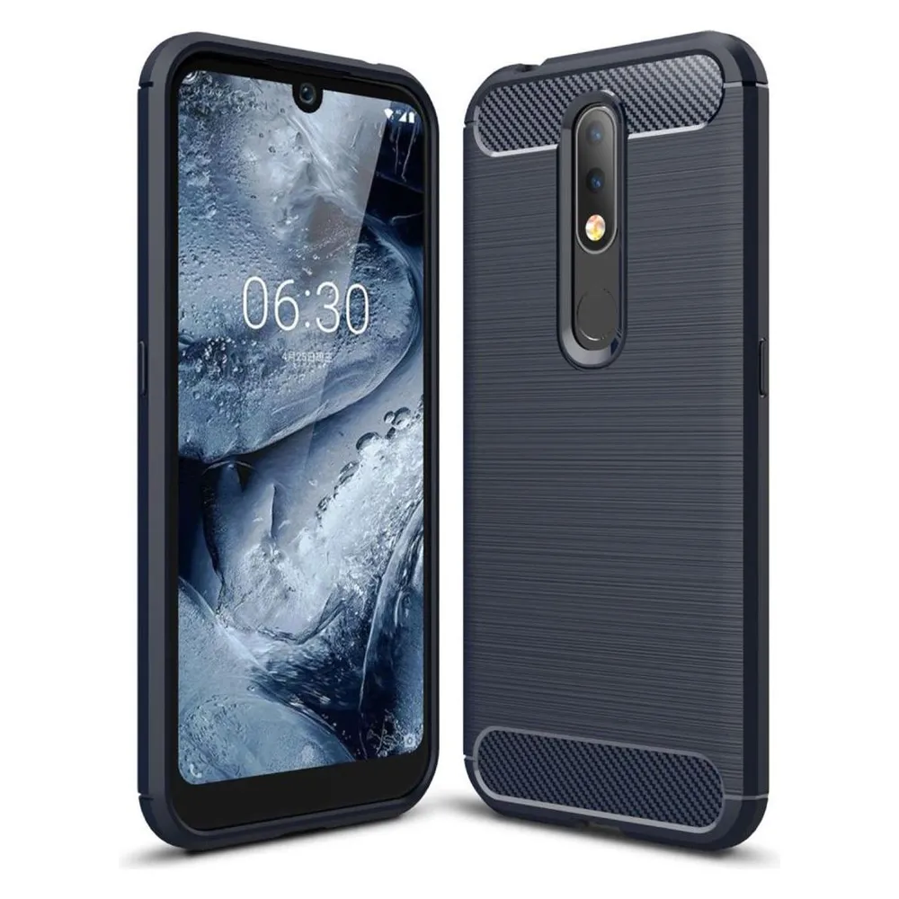 König Design Nokia 4.2 Hülle Case Handy Cover Schutz Tasche Schutzhülle Carbon Bumper Blau