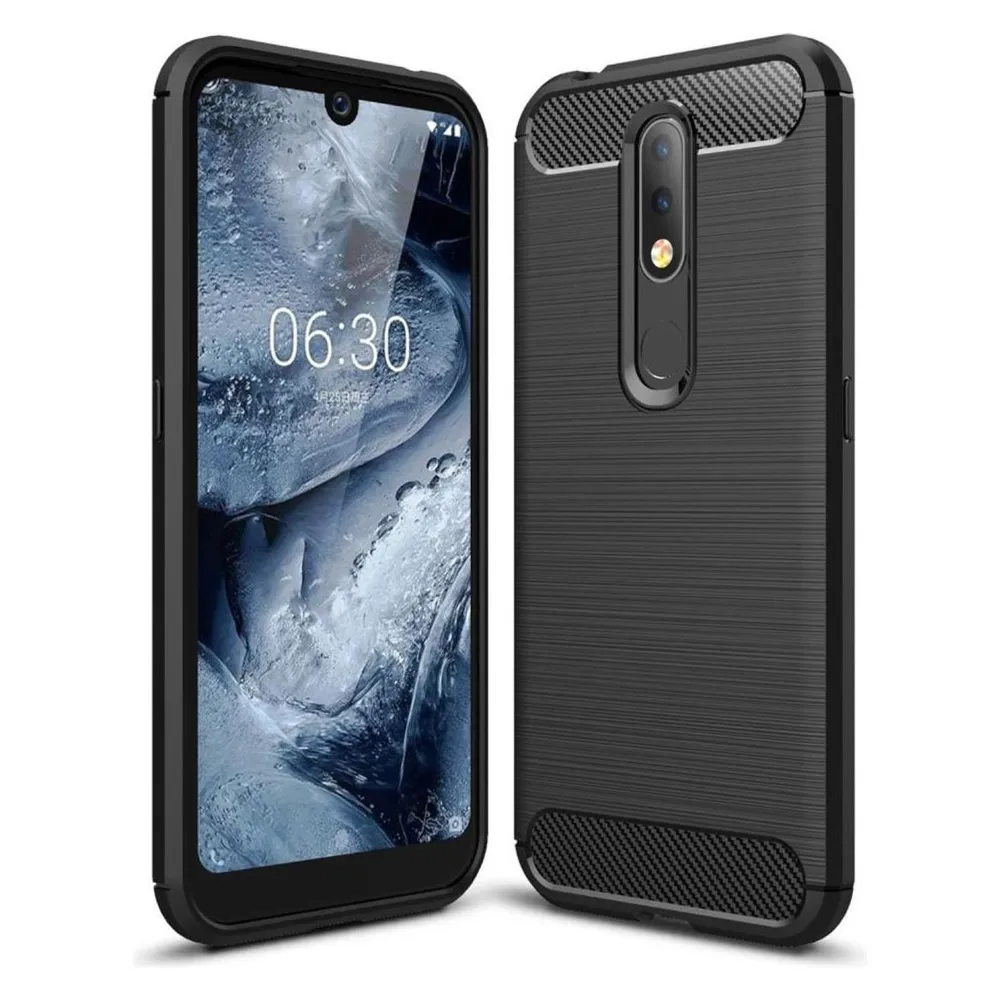 König Design Nokia 4.2 Hülle Case Handy Cover Schutz Tasche Schutzhülle Carbon Bumper Grau