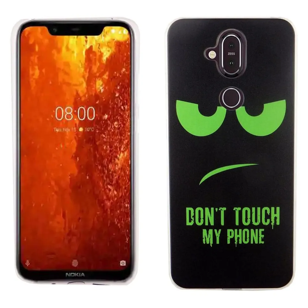 König Design Nokia 8.1 / Nokia X7 Handyhülle Schutzcase Cover Bumper Dont Touch My Phone Grün
