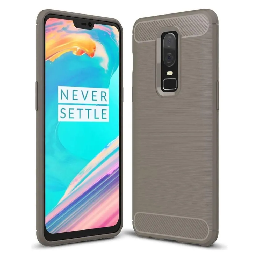 König Design OnePlus 6 Hülle Case Handy Cover Schutz Tasche Schutzhülle Bumper Schale Grau
