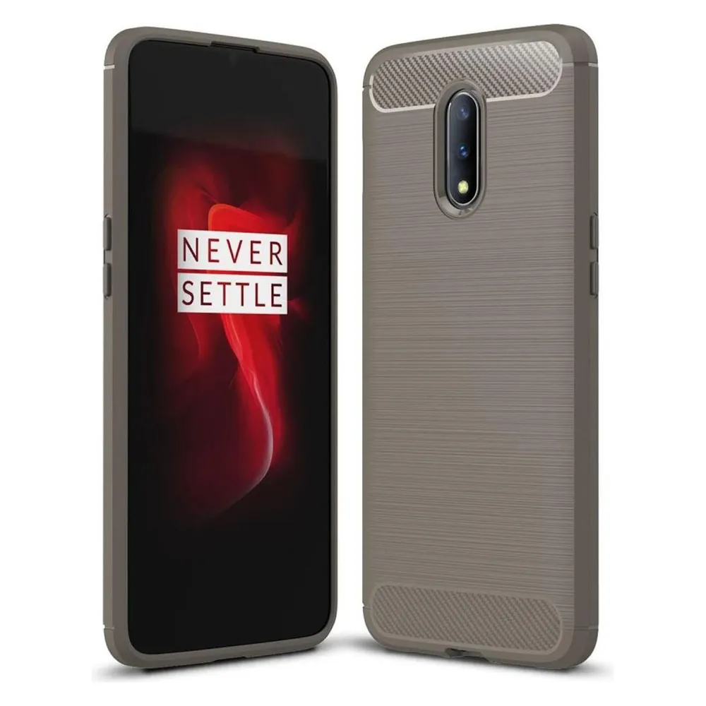König Design OnePlus 7 Hülle Case Handy Cover Schutz Tasche Schutzhülle Carbon Bumper Grau