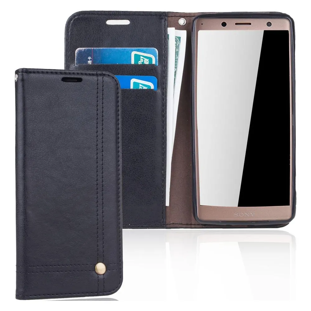 König Design Sony Xperia XZ2 Handy Hülle Schutz Tasche Case Flip Cover Wallet Schale Schwarz