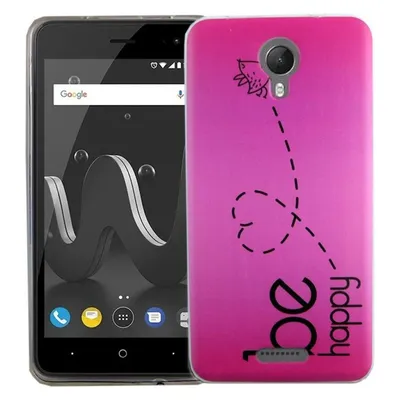 König Design Wiko Jerry 2 Handyhülle Schutzcase Be Happy Pink Cover Bumper Schale Etui Rahmen