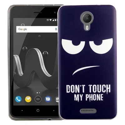 König Design Wiko Jerry 2 Handyhülle Schutzcase Dont Touch My Phone Blau Cover Bumper Schale