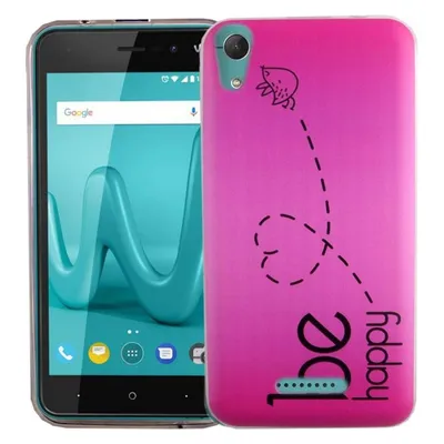 König Design Wiko Lenny 4 Handyhülle Schutzcase Be Happy Pink Cover Bumper Schale Etui Rahmen