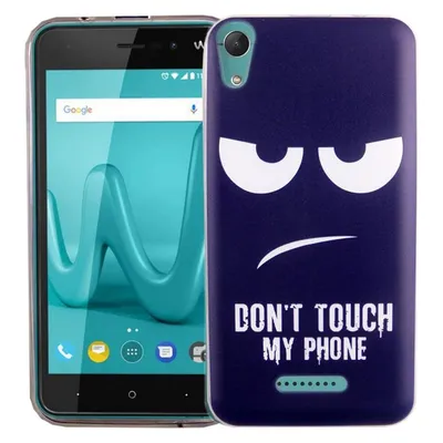 König Design Wiko Lenny 4 Handyhülle Schutzcase Dont Touch My Phone Blau Cover Bumper Schale