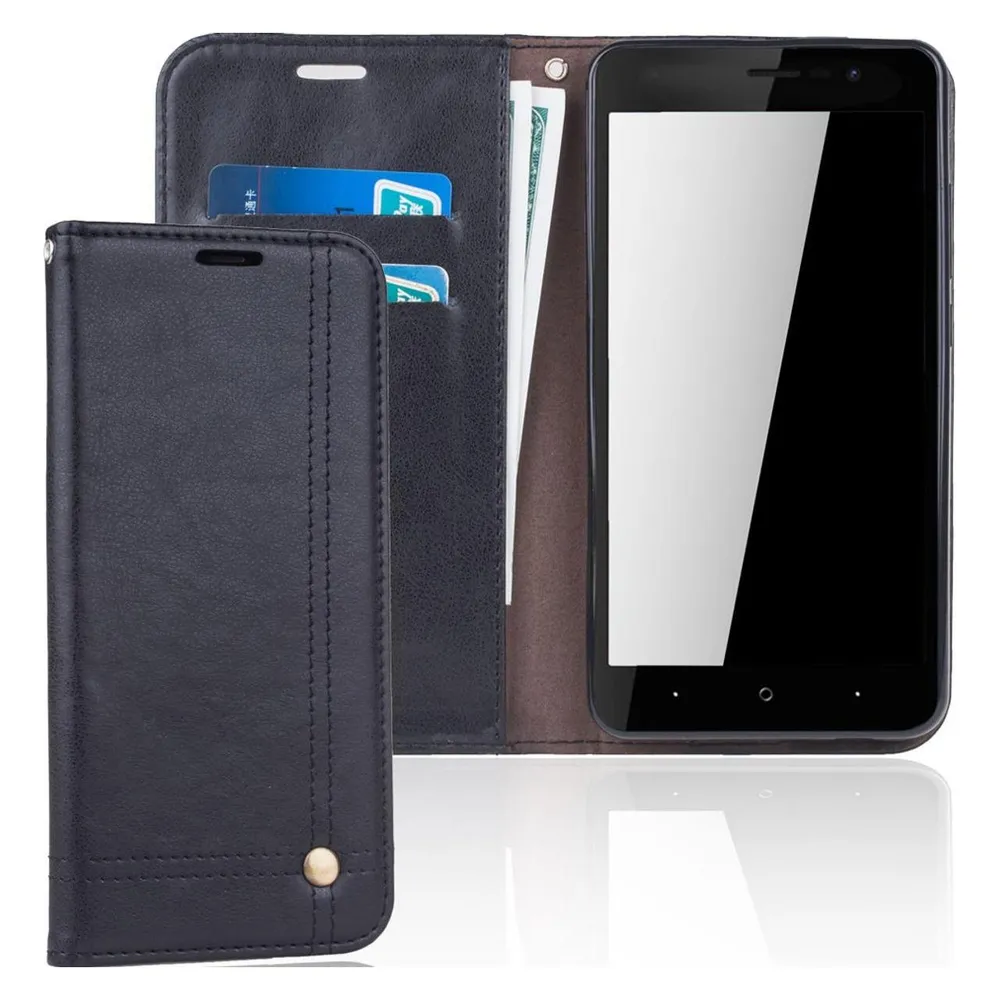 König Design Wiko Lenny 4 Hülle Case Handy Cover Schutz Tasche Flip Schutzhülle Etuis Schwarz