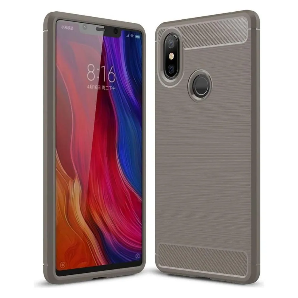 König Design Xiaomi Mi 8 SE Case Carbon Fiber Optik Brushed Schutz Hülle Cover Bumper Grau