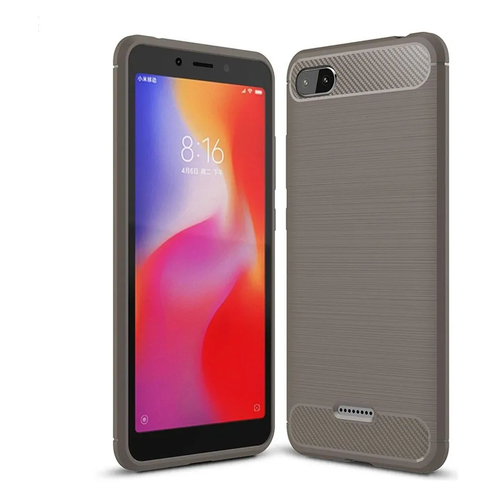 König Design Xiaomi Redmi 6A Case Carbon Fiber Optik Brushed Schutz Hülle Bumper Cover Grau