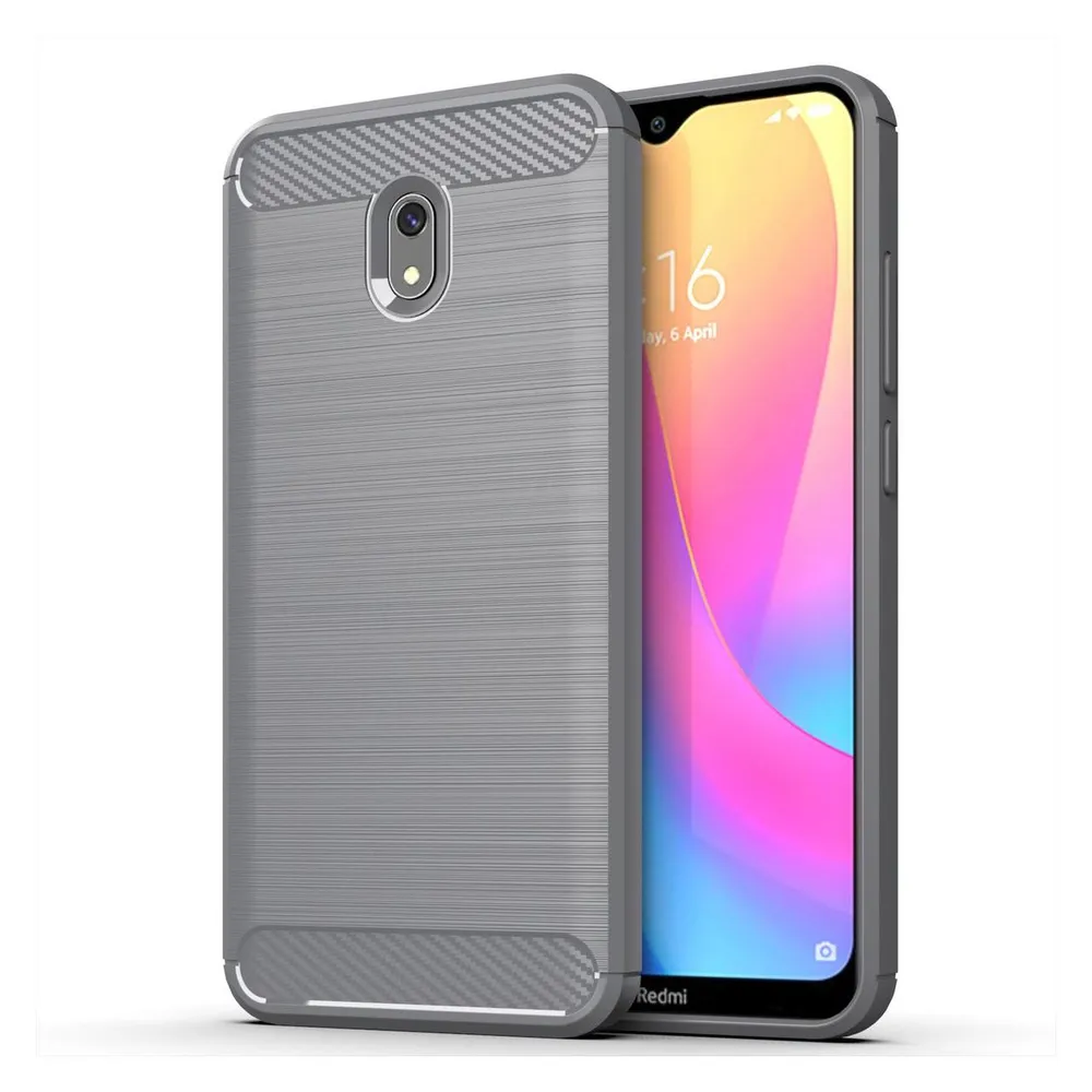 König Design Xiaomi Redmi 8A Hülle Case Handy Cover Schutz Tasche Schutzhülle Carbon Grau