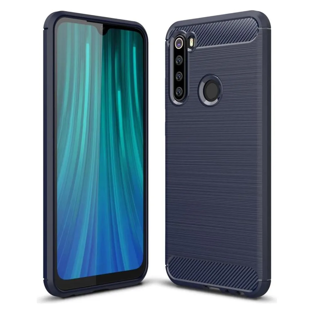 König Design Xiaomi Redmi Note 8 Hülle Case Handy Cover Schutz Tasche Schutzhülle Carbon Blau