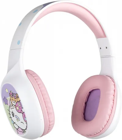 Kopfhörer Konix Hello Kitty Bluetooth 5.3 Supraaural 40 mm, 30h, Mikrofon, USB-C, Weiß/Rosa